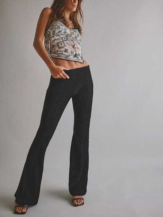 Free People Pants - FREE PEOPLE Penny Pull On Velvet Flared Pants / Black